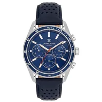 Relogio Analógico Masculino Daniel Klein DK.1.14221-3 Exclusive Gent / Pulseira de Couro - Azul/Prata