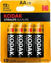 Pilha Kodak Xtralife Alkaline - AAX8 (8 Unidades)