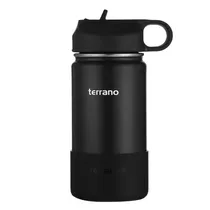 Garrafa Térmica Terrano Kids - 350ML - com Bico + 2 Canudos - Preto