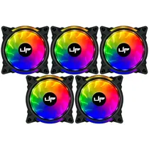 Kit com 5 Cooler Fan de Gabinete Up Gamer Elite, Argb 5V, 120MM, C/Controle, Black