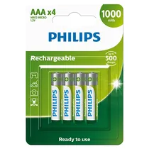Pilha Recarregável AAA Philips R03B4RTU10/97 de 1.000 Mah 1.2V - 4 Unidades