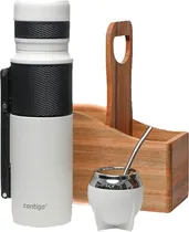 Combo Matero Contigo Garrafa Térmica 1.18L + Cuia + Bomba - Branco