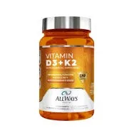 All Ways Medical Vitamina Vitamin D3+K2 500MG 60 Capsulas Plastico Naranja