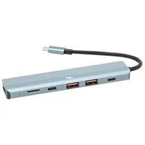 Hub USB-C 3.0 Mtek DS-61TC 6 Puertos / HDMI / 2 USB / MSD / 2 USB-C - Gris