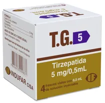 T.G. Tirzepatida 5MG/0,5ML (4 Frascos Solução Injetável)