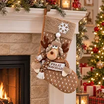 Enfeite Bota de Natal Rena Marrom 46 CM