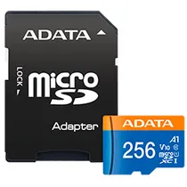 Cartão de Memória Micro SD Adata V10 2X1 C10 A1 256GB - AUSDX256GUICL10A1-RA1