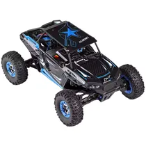 Automodelo Carro Elétrico Wltoys 12427-B - Escala 1/12 - 50KM/H - Recarregável - com Controle - Preto e Azul