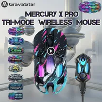 Mouse Wireless Gravastar Mercury Xpro RGB 8K 49G/PAW3950/32000DPI/Neon Graffiti