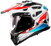 Capacete para Moto LS2 Pioneer II Adventure MX702 - Tamanho L (59-60) - Branco/ Vermelho