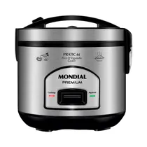Olla Arrocera Eléctrica Mondial Pratic 6I Premium PE-43-6X 500W 6 Tazas 110V Plata - Negro