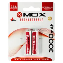 Pilha Recarregável AAA Mox MOB2AAA30 de 3.000 Mah 1.2V - 2 Unidades
