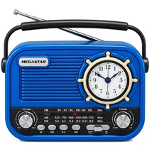Rádio Portátil Megastar RX366A com USB/Bluetooth - Azul/Preto