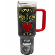 Copo Térmico Weedoo Bon Jovi 1,2L com Canudo - Preto/Vermelho