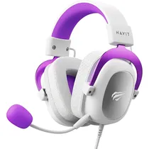 Fone de Ouvido Gamer Havit H2002D 3.5 MM - Branco/Roxo