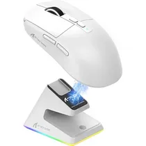 Mouse Gamer Sem Fio Attack Shark X6 PAW-3395 Trimodo USB-C BT 2.4GHZ White com Base
