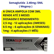 Wegovy Ozempic Semaglix Forte Semaglutida 2.4MG 3MLATÉ 12 Aplicações de Uso Semanal