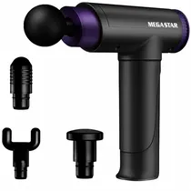 Massageador Muscular Portatil Megastar FMA12 com 4 Cabeças - Preto/Roxo