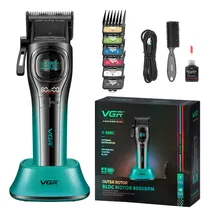 Cortador de Cabelo Voyager VGR Hair Clipper V-888C / 8000RPM / com Acessórios / Recarregável - Verde/ Preto