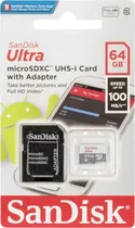 Memoria Micro SD 64GB Sandisk Ultra 100MB/s C10 (SDSQUNR-064G-GN3MA)