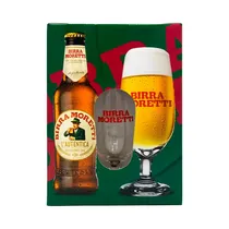 Cerveza Birra Moretti Pack 4 Unidades 330ML + 1 Vaso