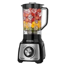 Liquidificador Mondial Turbo Inox L-1200BI / 3 Litros / 1200W / 12 Velocidades + Pulsar / 220V ~ 50HZ - Preto