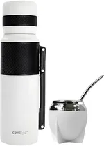 Combo Matero Contigo Garrafa Térmica 1.18L + Cuia + Bomba - Branco