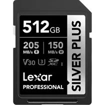 Memória SD Lexar Professional Silver Plus 205-150 MB/s C10 256 GB (LSDSIPL512G-BNNNG)