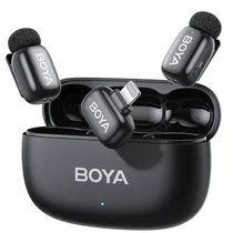 Microfone de Lapela Sem Fio Boya Mini 2-03 com Lightning - Preto