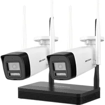 Kit de Vigilância CCTV NVR Hikvision NKS422W0H 4 CH + 2 Câmeras Wifi - Branco/Preto