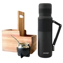 Kit Garrafa Térmica Contigo 1.8L + Cuia + Bomba + Matero - Black