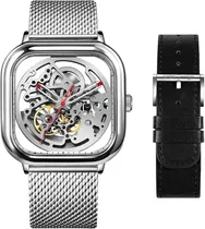Relogio Masculino Ciga Design Z011-SISI-W13 Skeleton Mechanical Watch Full Hollow Silver