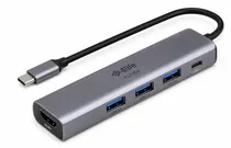 4LIFE Adaptador Hub FL1904 4IN1 USB-C Grey