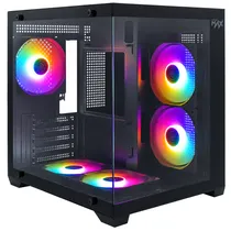 Gabinete Gamer Macrovip Max Aqua Series Mini Tower / 5 Cooler / RGB - Negro (MV-TCXM275F5B)