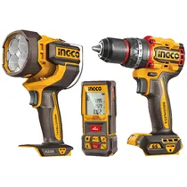 Kit de Ferramentas Ingco COSLI250885 - Furadeira/Medidor de Distância/Lâmpada - Laranja