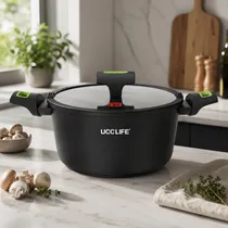 Panela Ucc Life para Indução Antiaderente 24CM Preto com Verde