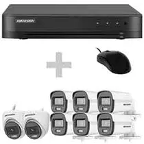 CCTV de Vigilância DVR Hikvision KIT-7208HGHI-8CAM/ CV Turbo HD 2+6CAM / HDMI / VGA / USB / Lan / Rca - Preto + Mouse