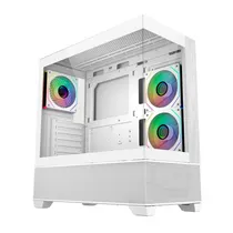 Gabinete Gamer, Aquario, Cooler Master 690 Wood White E690-WHNN-S00, Mid Tower, Argb, ATX, Frontal e Lateral Vidro Temperado, 3X Fans, Branco 120MM Argb