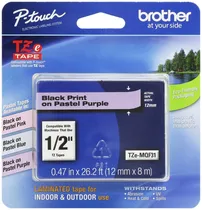 Cartucho de Fita Brother TZE-MQF31 para Rotulador P-Touch 12MM/8 Metros Preto/Roxo Pastel