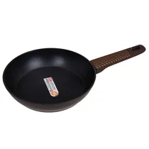 Panela com Exterior Marrom Escuro e Revestimento Interno de Granito Preto Marca Ucc Life de 22 CM.