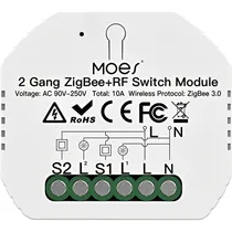 Interruptor Inteligente Moes MS-104BZR 2GANG/Zigbee/Bivolt - Branco