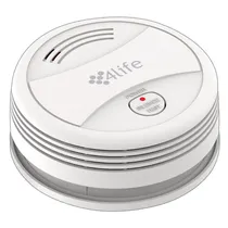Sensor Detector de Fumaça Inteligente 4LIFE Wifi Standalone Smoke Detector FL443 Sem Fio / com Wifi / Compativel com Alexa e Google Home / Bateria Incluida / 9V / Alarma / App Tuya - Branco